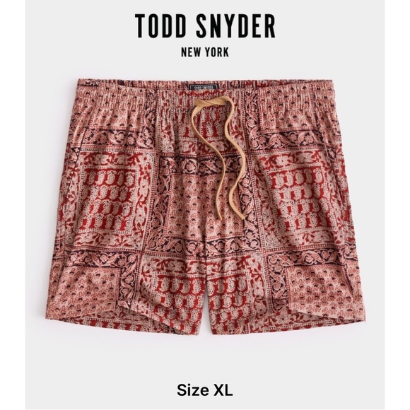 Todd Snyder 5” Weekend Short Red Square Kalamkari | XL | SS23 Nomad Collection - Picture 1 of 16
